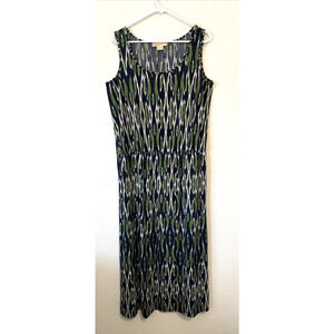 Michael Kors Dress 1X Sleeveless Navy Green White Wedding‎ Guest Brunch